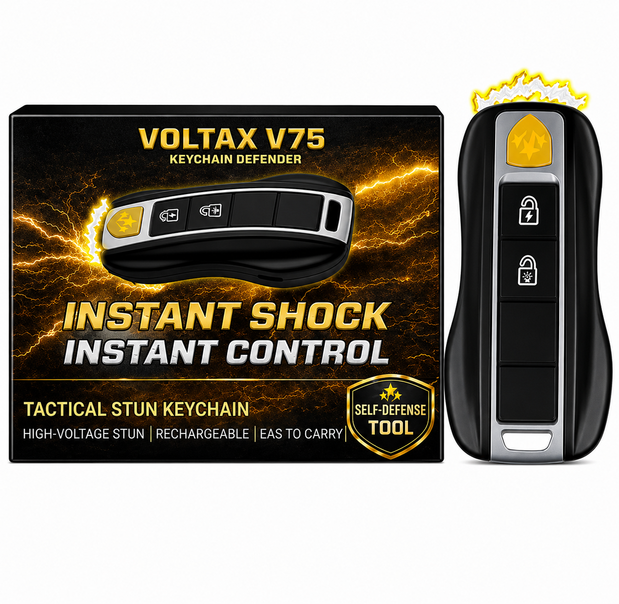 💥 2026 Flash Sale 75% OFF ️🔦 Voltax 75M Stun Car Keychain ⚡